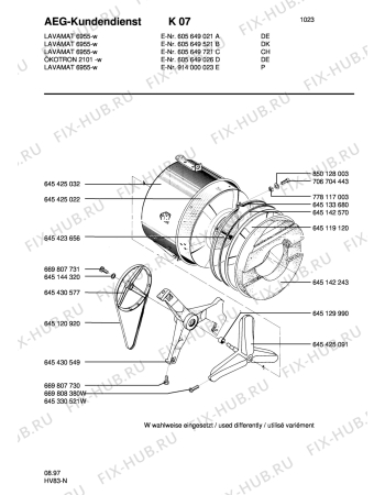 Взрыв-схема стиральной машины Aeg LAV6955 SENSLOG - Схема узла Tub and drum